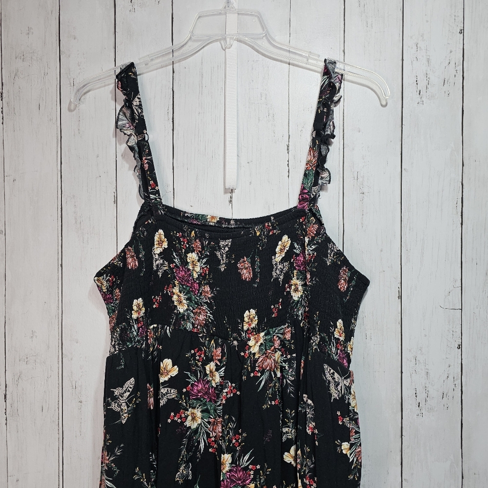 Torrid Women's Black Floral Midi Challis Floral Smocked Tiered Dress Size 4X. - Picture 12 of 12